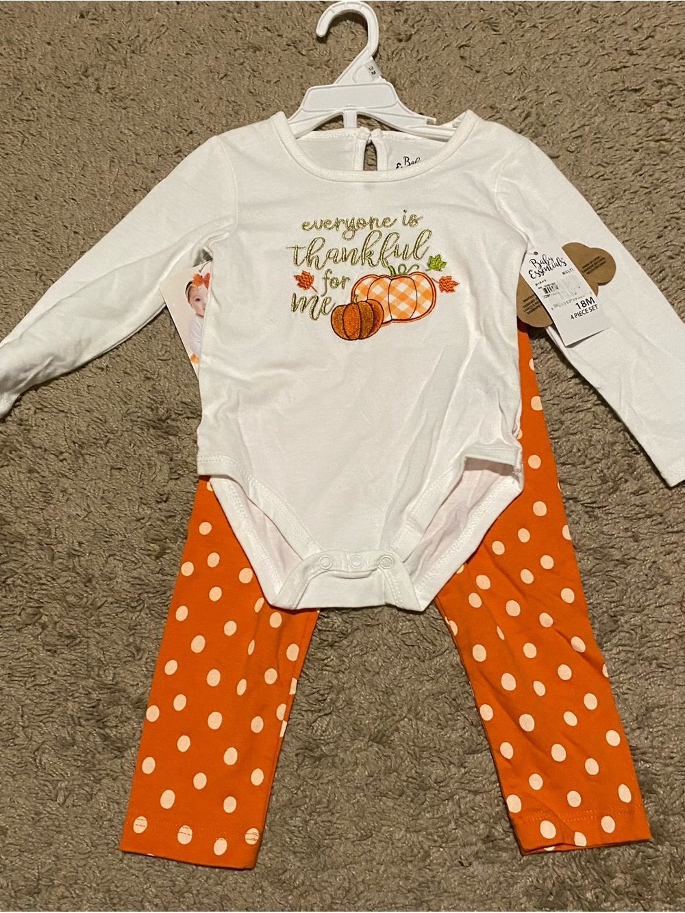 Baby Essentials White Long-Sleeve Top with Gold and Autumn Leaf Accents